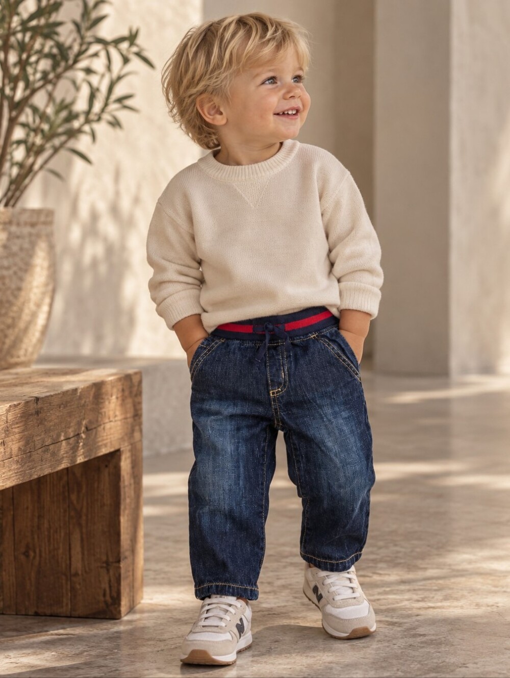 Gymboree Baby Boy 12-18M Denim Jeans Helicopter Embroidered Pull On Pants